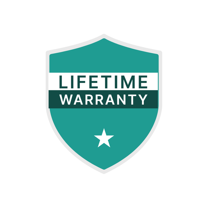 Green shield with 'Lifetime Warranty' text on a white background