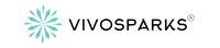 Vivosparks logo with a blue floral design on a white background